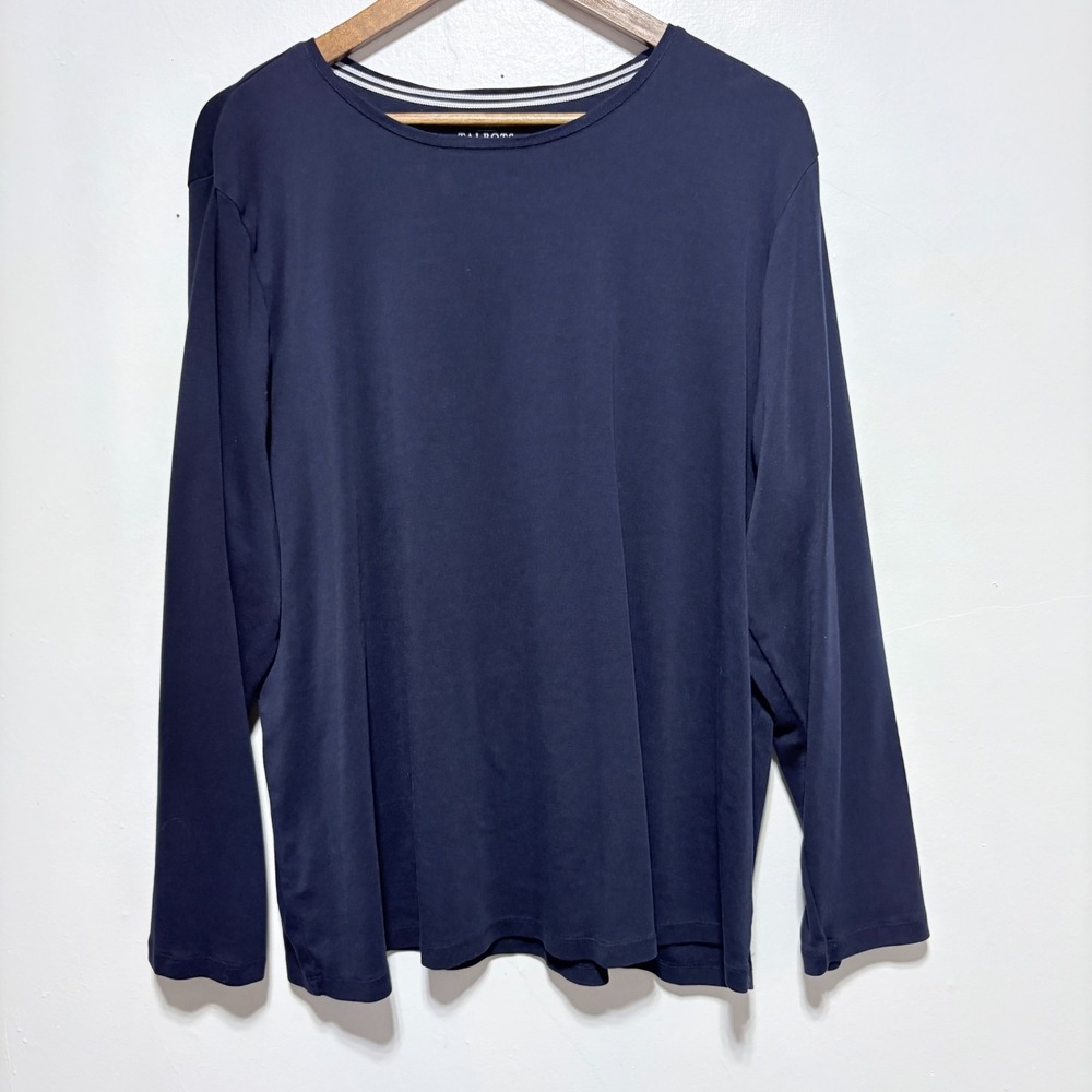 Talbots Tee Womens Plus 3X Navy Blue Long Sleeve Pima Cotton Soft Basic TShirt